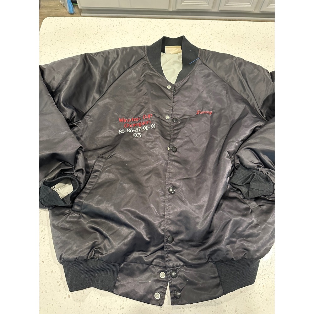 Vintage Hartwell Dale Earnhardt Winston Cup Champion Satin Bomber Jacket L Black